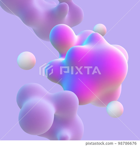 3D abstract nanoparticles on purple background. 3D abstract nanoparticles on purple background. 98786676