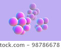 3D abstract liquid bubbles on purple background. 98786678