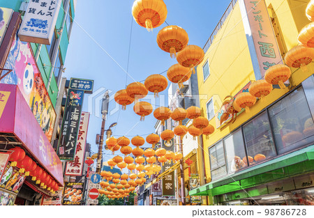 神奈川縣橫濱市橫濱中華街的裝飾街道 98786728