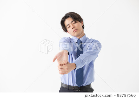 Stretch elongation business man Stretch elongation business man 98787560