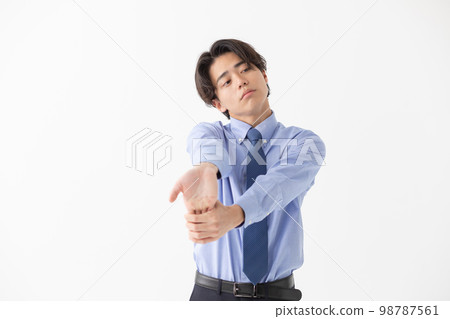 Stretch elongation business man Stretch elongation business man 98787561