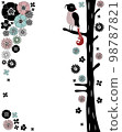 Scandinavian style flowers, trees and birds cute hand drawn frame 98787821