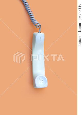 Handset of landline phone. Copy space 98788119