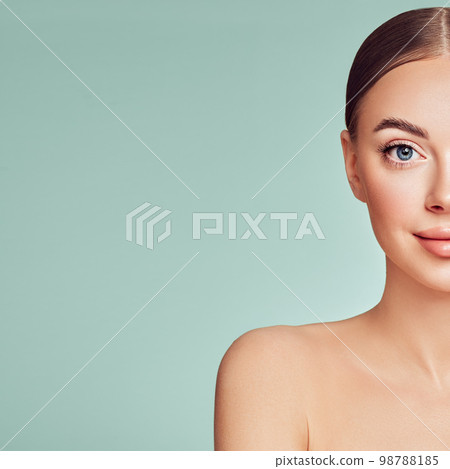 Portrait beautiful young woman with clean fresh skin Portrait beautiful young woman with clean fresh skin 98788185