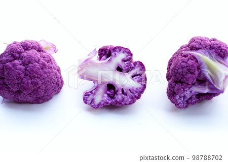 Purple cauliflower on white background. 98788702
