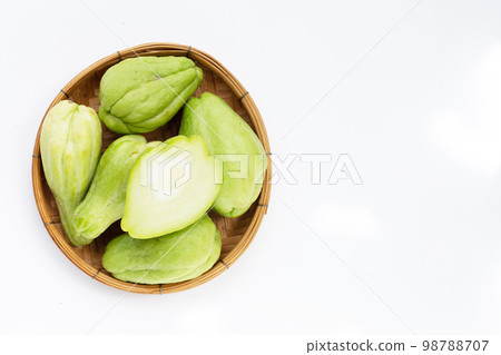 Fresh chayote fruit on white background. 98788707
