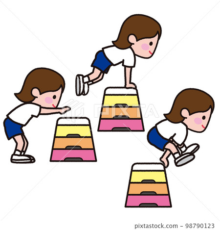 girl jumping vaulting box 98790123
