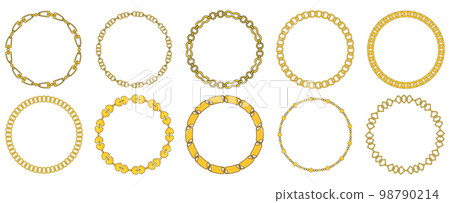 Round Chain frame. Circle chains border. Boho bracelet 98790214