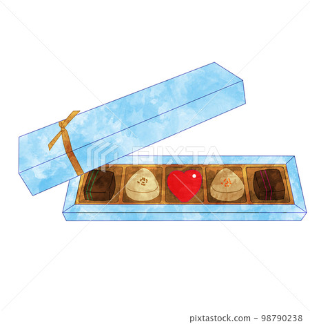 可愛盒子裡的情人節巧克力水彩插畫素材 98790238