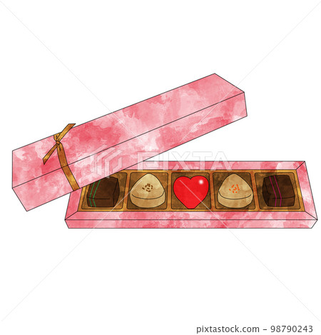 Valentine chocolate watercolor illustration material in a cute box 98790243