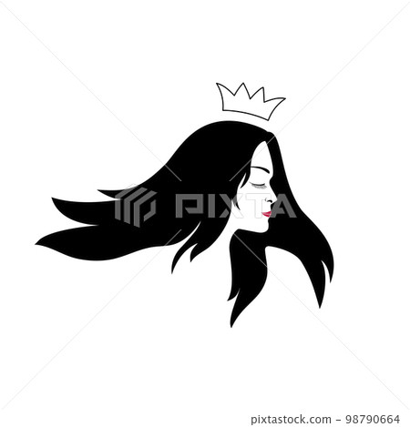 Silhouette portrait in profile of a young lady with a crown. Vector Silhouette portrait in profile of a young lady with a crown. Vector 98790664