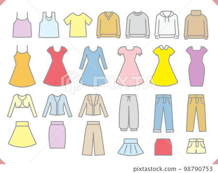 Clothes illustration material set 98790753