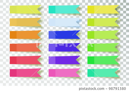 Post note stickers on transparent background. color sticky tapes with shadow template. Vector Post note stickers on transparent background. color sticky tapes with shadow template. Vector 98791380