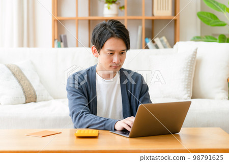 Worried man calculator life plan Worried man calculator life plan 98791625