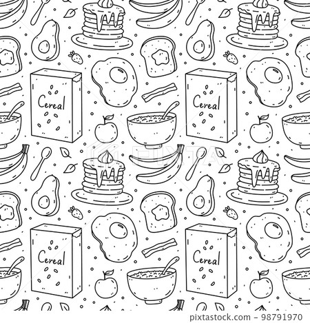 Cute seamless pattern with breakfast food Cute seamless pattern with breakfast food 98791970