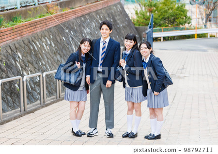 A high school girl who goes to school with a boy student A high school girl who goes to school with a boy student 98792711