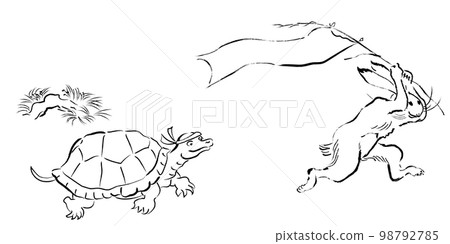 Bird and beast caricature style rabbit and turtle 98792785