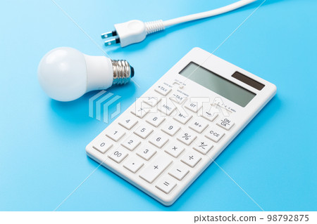 LED light bulb and calculator blue back LED light bulb and calculator blue back 98792875