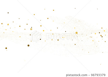 Gold dust, light gold glitter round confetti background. 98793379