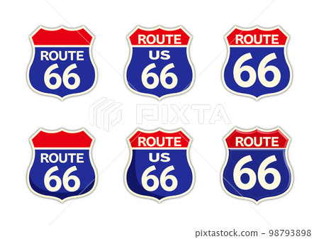 Route 66 signboard icon set 98793898