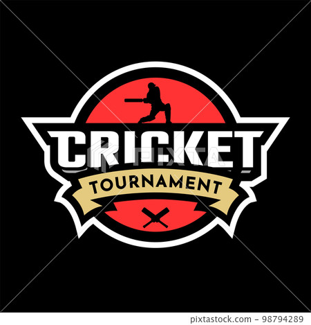 Cricket tournament. Sport logo emblem on a dark background. Vector illustration. 98794289