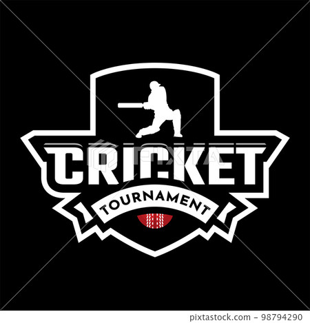 Cricket tournament. Sport logo emblem on a dark background. Vector illustration. 98794290