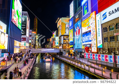 大阪道頓堀夜景，格力高霓虹燈 98794822