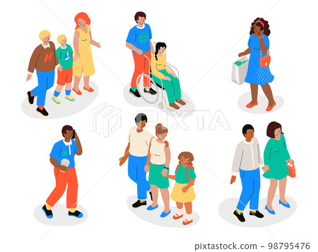 Groups of people - flat design style illustration set 98795476