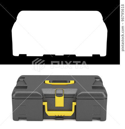 smal closed black professional tools case 3d render on white with alpha 98795618