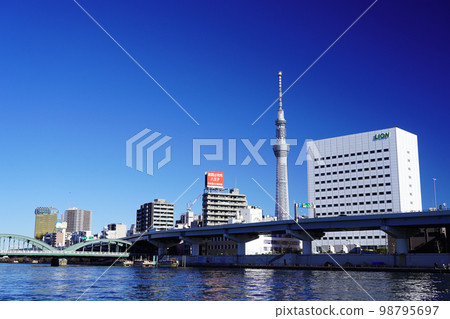 Scenery with a view of Tokyo Sky Tree Sumida River and Umaya Bridge Scenery with a view of Tokyo Sky Tree Sumida River and Umaya Bridge 98795697