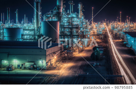 Factory night view Factory night view 98795885