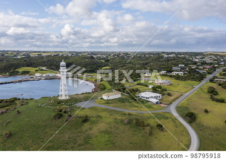 Drone aerial photograph of the Currie Harbour Lighthouse Drone aerial photograph of the Currie Harbour Lighthouse 98795918