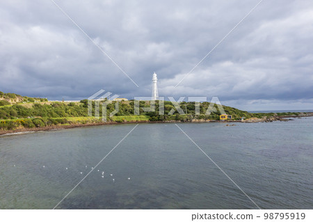 Drone aerial photograph of the Currie Harbour Lighthouse Drone aerial photograph of the Currie Harbour Lighthouse 98795919