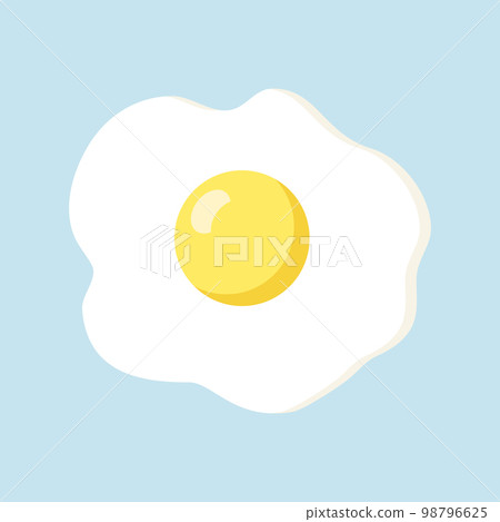 Fried egg isolated on blue background. Fried egg flat icon. Fried egg isolated on blue background. Fried egg flat icon. 98796625