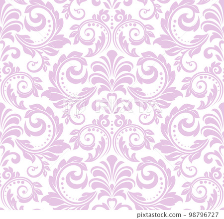 Floral pattern. Vintage wallpaper in the Baroque style. Seamless vector background. White and pink ornament for fabric, wallpaper, packaging. Ornate Damask flower ornament Floral pattern. Vintage wallpaper in the Baroque style. Seamless vector background. White and pink ornament for fabric, wallpaper, packaging. Ornate Damask flower ornament 98796727