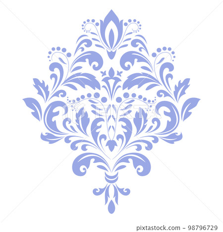 Damask graphic ornament. Floral design element. Blue and white vector pattern 98796729