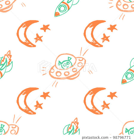 Seamless pattern. Children's drawings with wax crayons 98796771