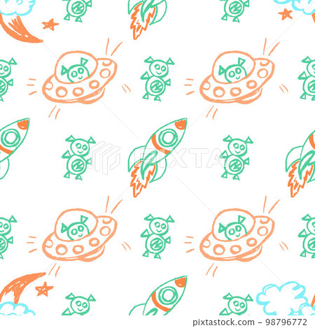 Seamless pattern. Children's drawings with wax crayons 98796772