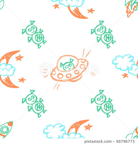 Seamless pattern. Children's drawings with wax crayons 98796773