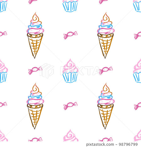 Seamless pattern. Children's drawings with wax crayons 98796799
