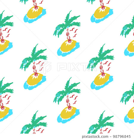 Seamless pattern. Children's drawings with wax crayons 98796845