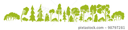 Nature long panorama of green trees. Vector illustration 98797281