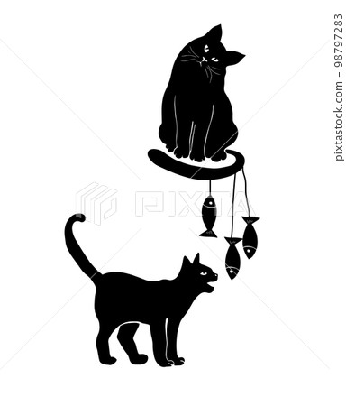 Two cats silhouette. Vector illustration Two cats silhouette. Vector illustration 98797283