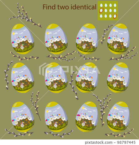 find two identical easter eggs rebus for children under 10 years old 98797445