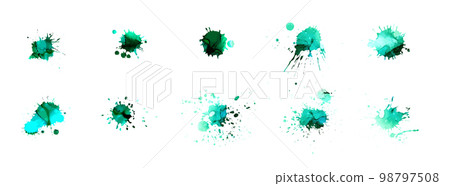 Set of green watercolor blots. Vector illustration 98797508