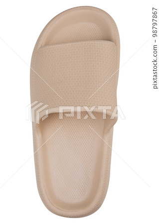 One beige slippers for the beach, on a white background, isolate One beige slippers for the beach, on a white background, isolate 98797867