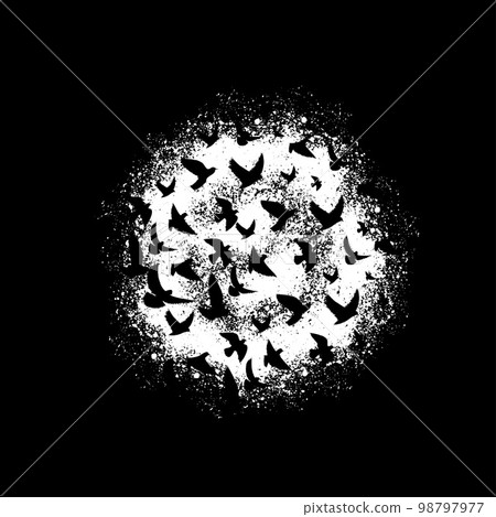 Birds black silhouettes circle Birds black silhouettes circle 98797977