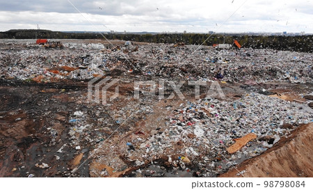 Large landfill near the metropolis. View from the drone. 98798084