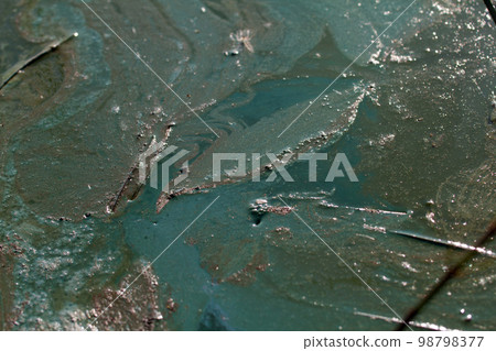 Algae polluted water (  green scum) 98798377