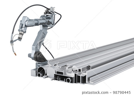 Rolled Metal Products with robot welding, 3D rendering 98798445